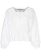 Ne Quittez Pas Lace Detail Flared Blouse - White