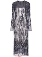 Oscar De La Renta Sequin Embroidered Dress - Black