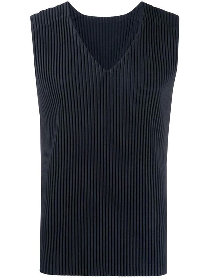 Homme Plissé Issey Miyake Pleated Sleeveless Jumper - Blue