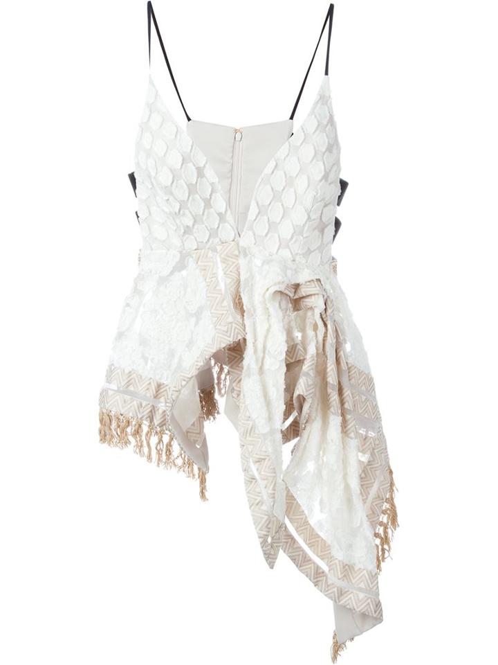 Mame Asymmetric Embroidered Top