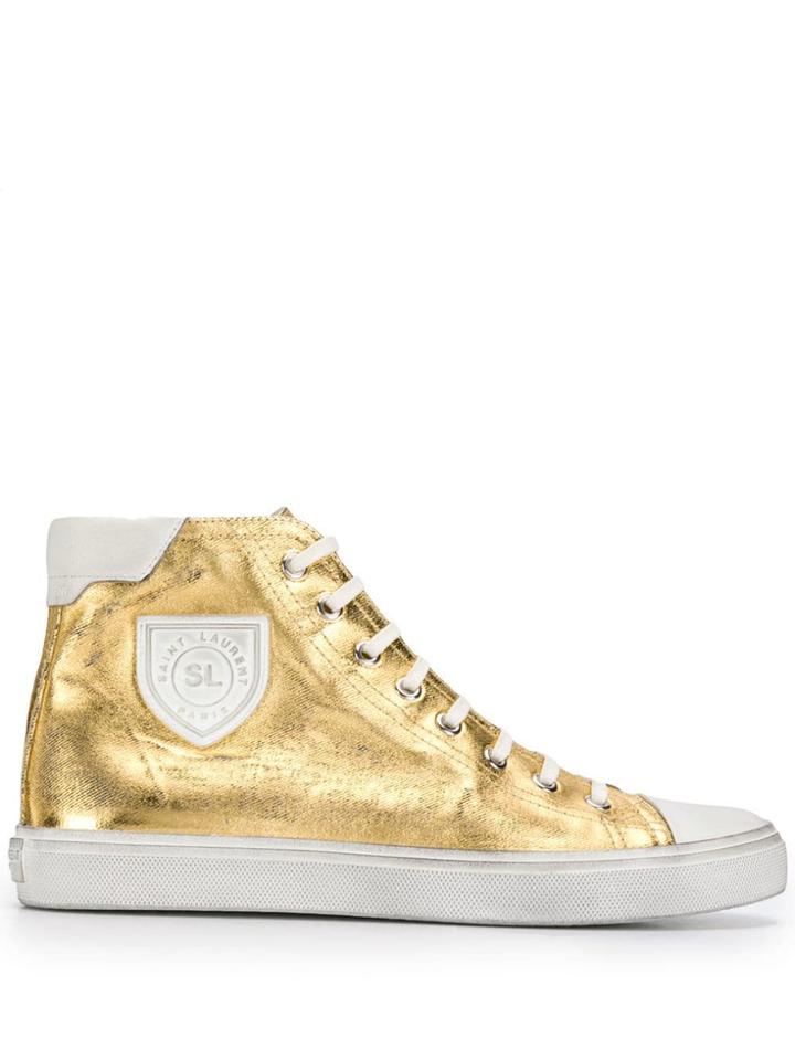 Saint Laurent Bedford Metallic Sneakers - Gold
