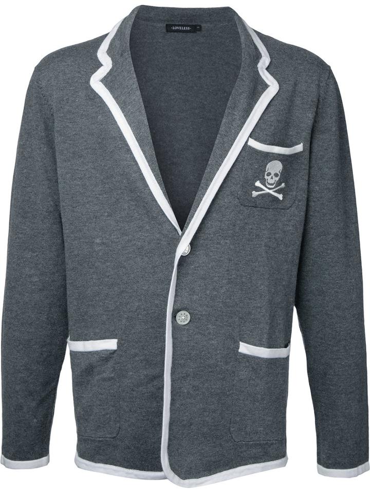 Loveless Skull Print Jacket, Men's, Size: 2, Grey, Cotton/linen/flax