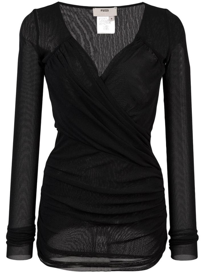 Fuzzi Wrap Blouse - Black