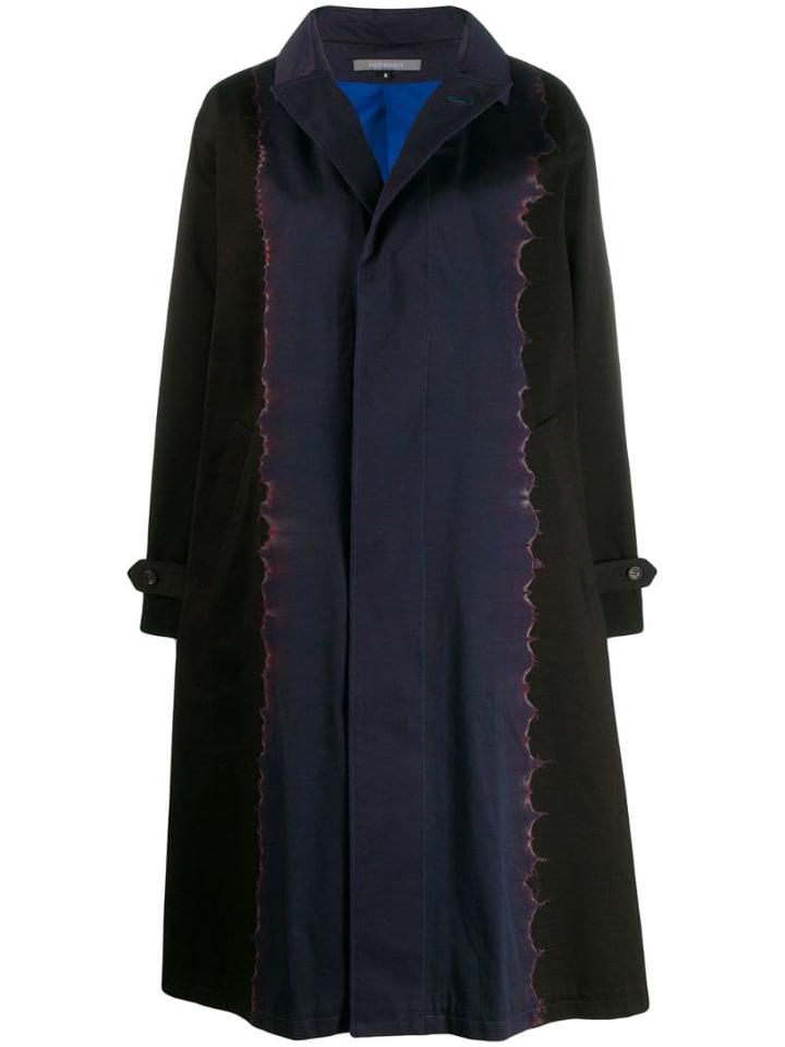 Suzusan Contrast Flared Trench Coat - Blue