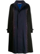 Suzusan Contrast Flared Trench Coat - Blue