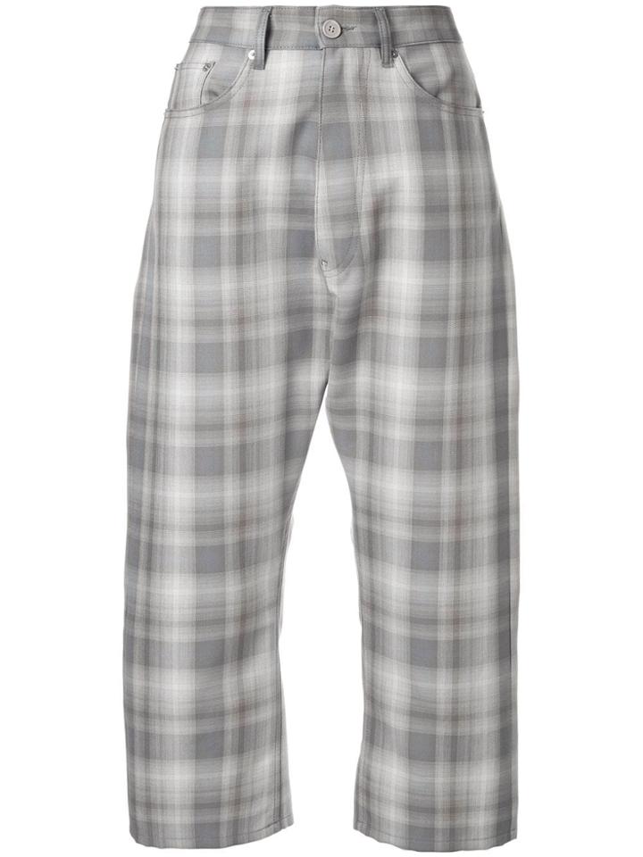 Mm6 Maison Margiela High Rise Check Cropped Trousers - Grey