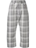 Mm6 Maison Margiela High Rise Check Cropped Trousers - Grey