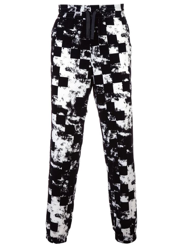 Versus Checked Drawstring Trousers - Black