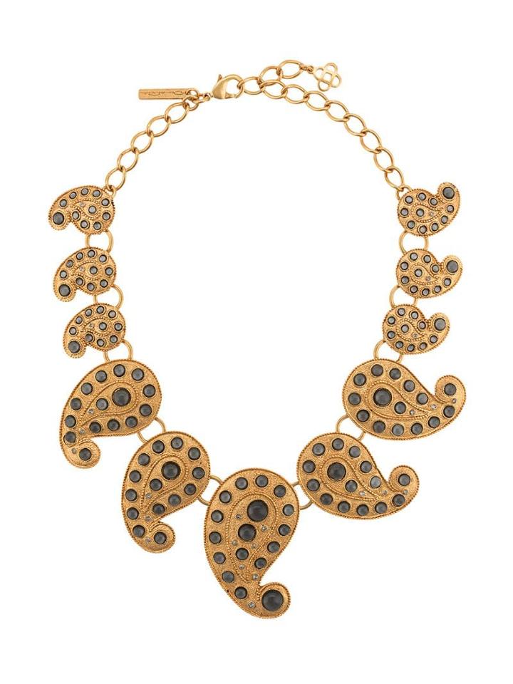Oscar De La Renta Embellished Paisley Necklace - Gold