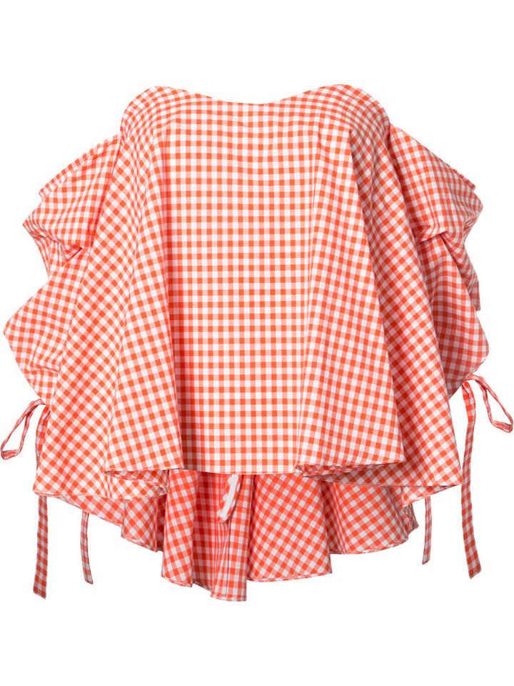 Caroline Constas Checked Blouse, Size: Small, Red, Cotton