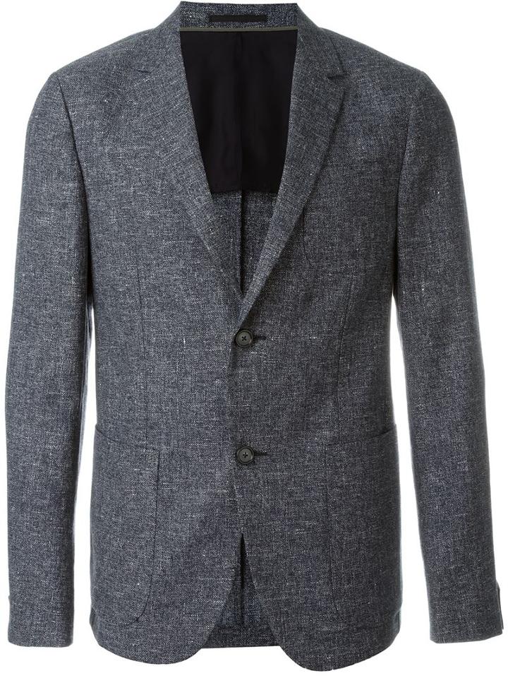 Z Zegna Textured Single Breasted Blazer, Men's, Size: 48, Blue, Cotton/linen/flax/cupro