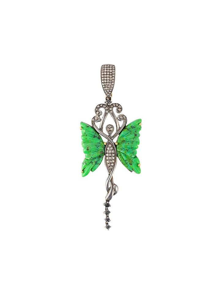 Gemco Diamond And Jade Butterfly Pendant