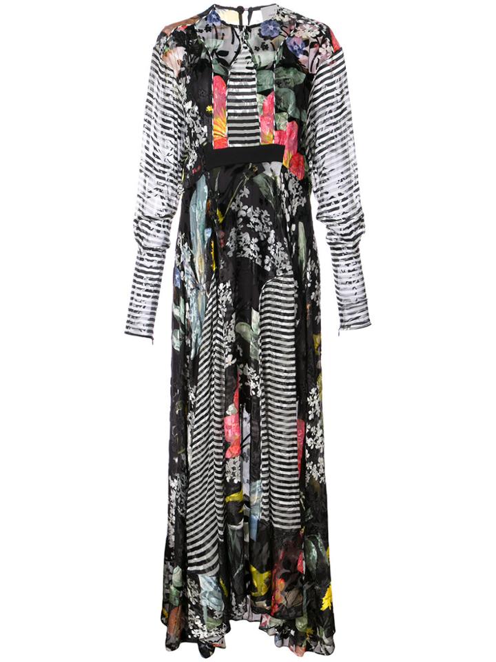 Preen By Thornton Bregazzi Printed Flared Maxi Dress - Black