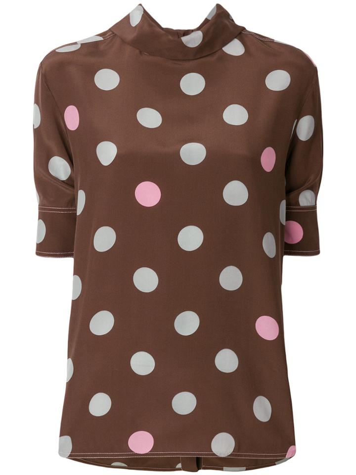 Marni Dot Print Scarf Shirt - Brown
