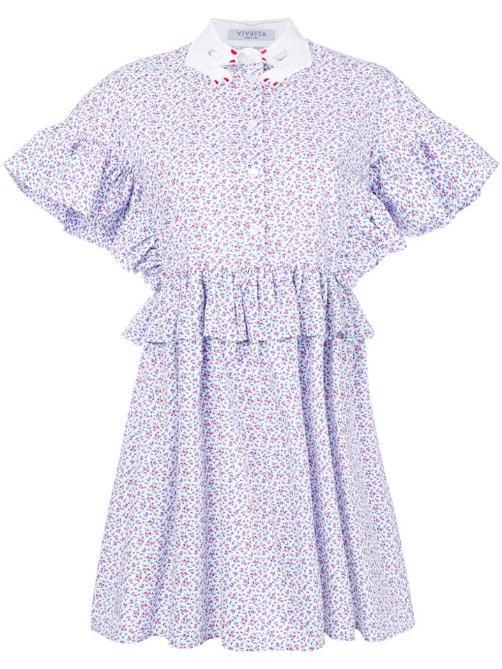 Vivetta Floral Flared Mini Dress - White