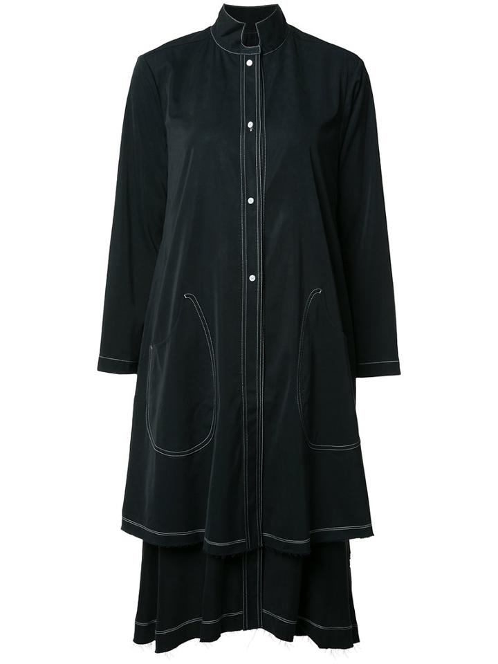 Deep Moss Long Double Layered Shirt, Women's, Size: Medium, Black, Cupro/viscose/micromodal/polyurethane