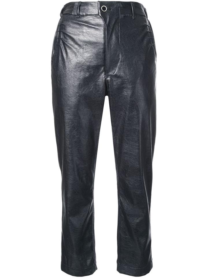 Julien David - Cropped Trousers - Women - Polyurethane - S, Black, Polyurethane