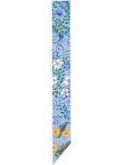 Gucci New Flora Print Silk Neck Bow - Blue