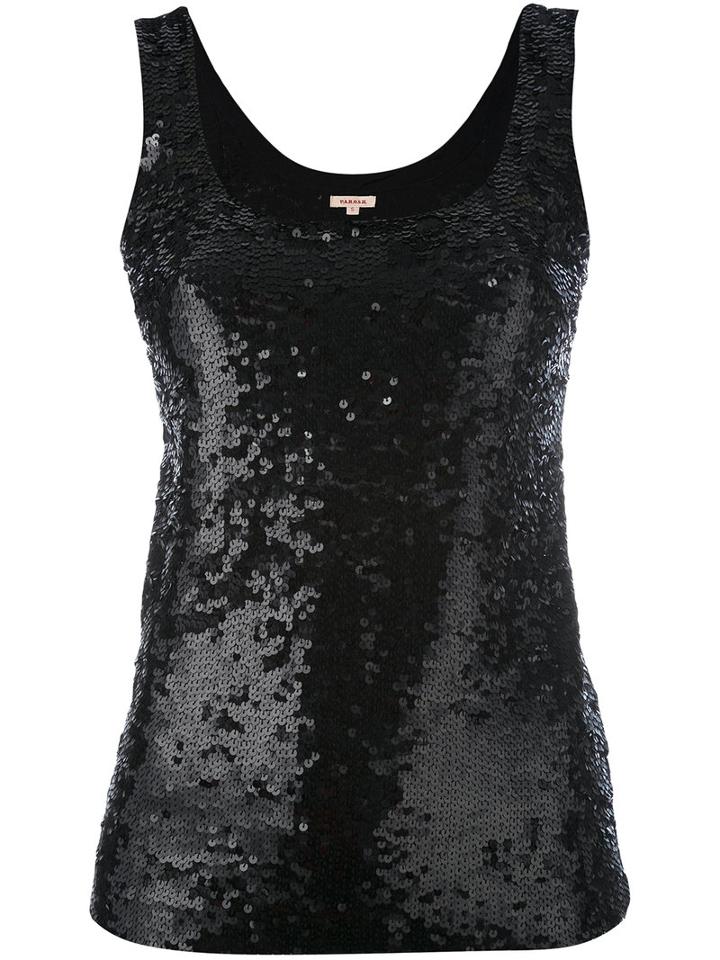 P.a.r.o.s.h. - Sequin Embellished Tank Top - Women - Nylon/spandex/elastane - S, Black, Nylon/spandex/elastane