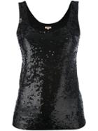 P.a.r.o.s.h. - Sequin Embellished Tank Top - Women - Nylon/spandex/elastane - S, Black, Nylon/spandex/elastane