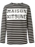 Maison Kitsuné Logo Print Striped T-shirt