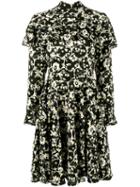 Valentino - Ruffled Floral Dress - Women - Silk - 36, Black, Silk
