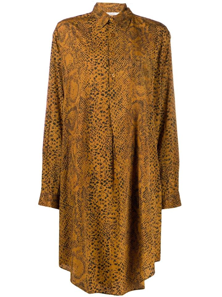 Mes Demoiselles Snakeskin Effect Long Shirt - Brown