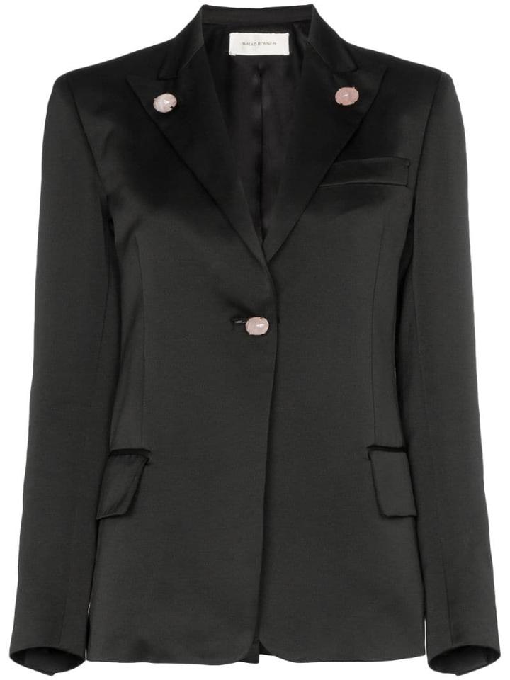 Wales Bonner Holkar Eve Tailored Satin Jacket - Black