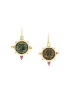 Dubini Empress Coin Cross 18kt Gold Earrings - Metallic