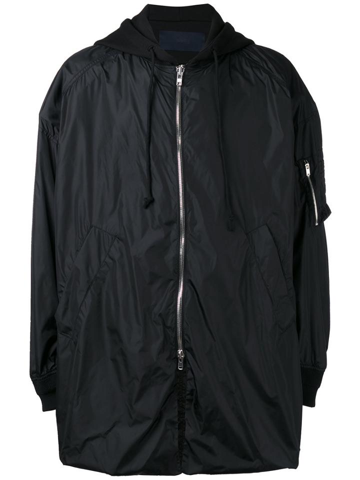 Juun.j Oversized Hooded Coat, Men's, Size: 50, Black, Cotton/nylon/polyester/polyurethane