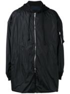 Juun.j Oversized Hooded Coat, Men's, Size: 50, Black, Cotton/nylon/polyester/polyurethane