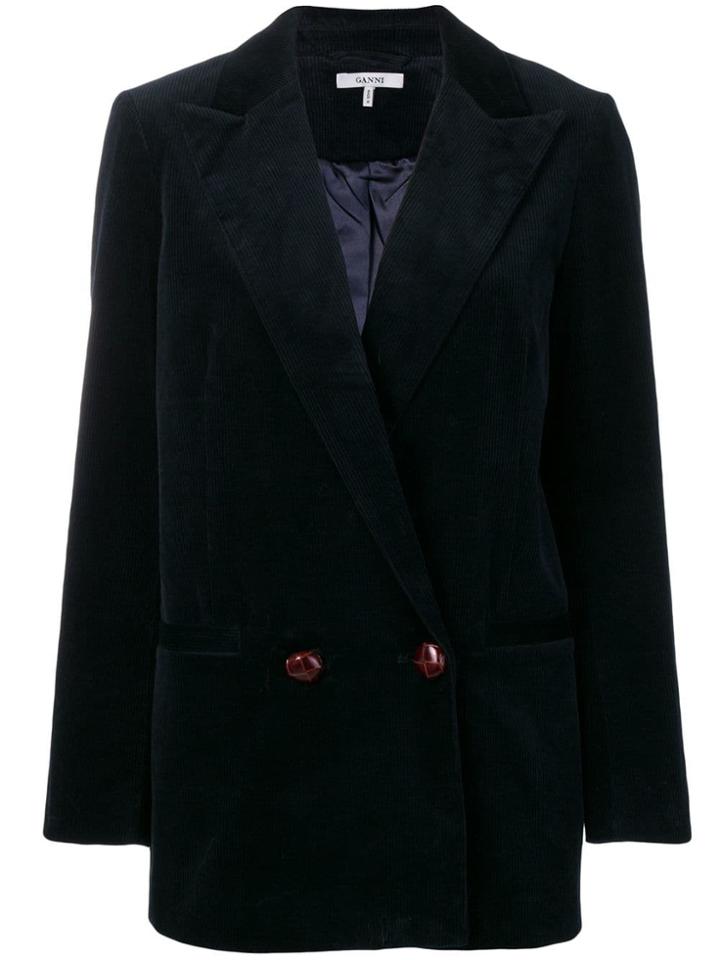 Ganni Corduroy Double Breasted Jacket - Blue
