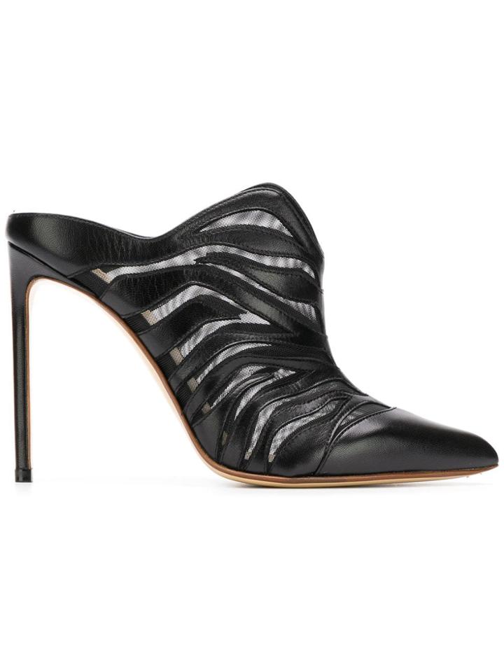 Francesco Russo Zebra Sheer Mules - Black