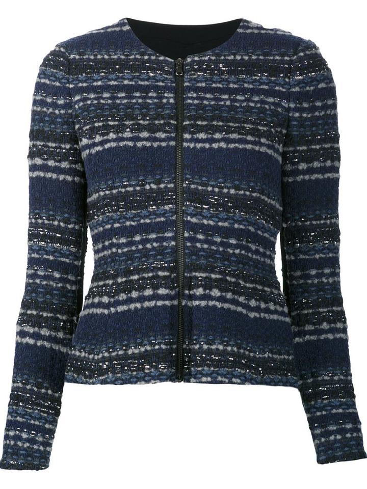 Rebecca Taylor Zipped Jacket, Women's, Size: 8, Blue, Cotton/acrylic/polyester/other Fibers