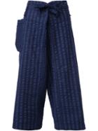Issey Miyake Cauliflower Striped Cropped Trousers