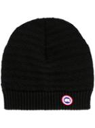 Canada Goose Logo Patch Beanie Hat, Women's, Black, Merino