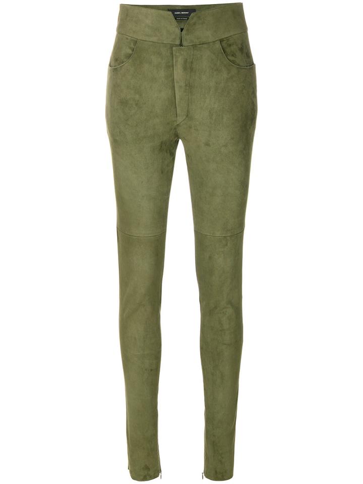 Isabel Marant - Skinny Trousers - Women - Cotton/lamb Skin/spandex/elastane - 40, Green, Cotton/lamb Skin/spandex/elastane