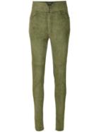 Isabel Marant - Skinny Trousers - Women - Cotton/lamb Skin/spandex/elastane - 40, Green, Cotton/lamb Skin/spandex/elastane