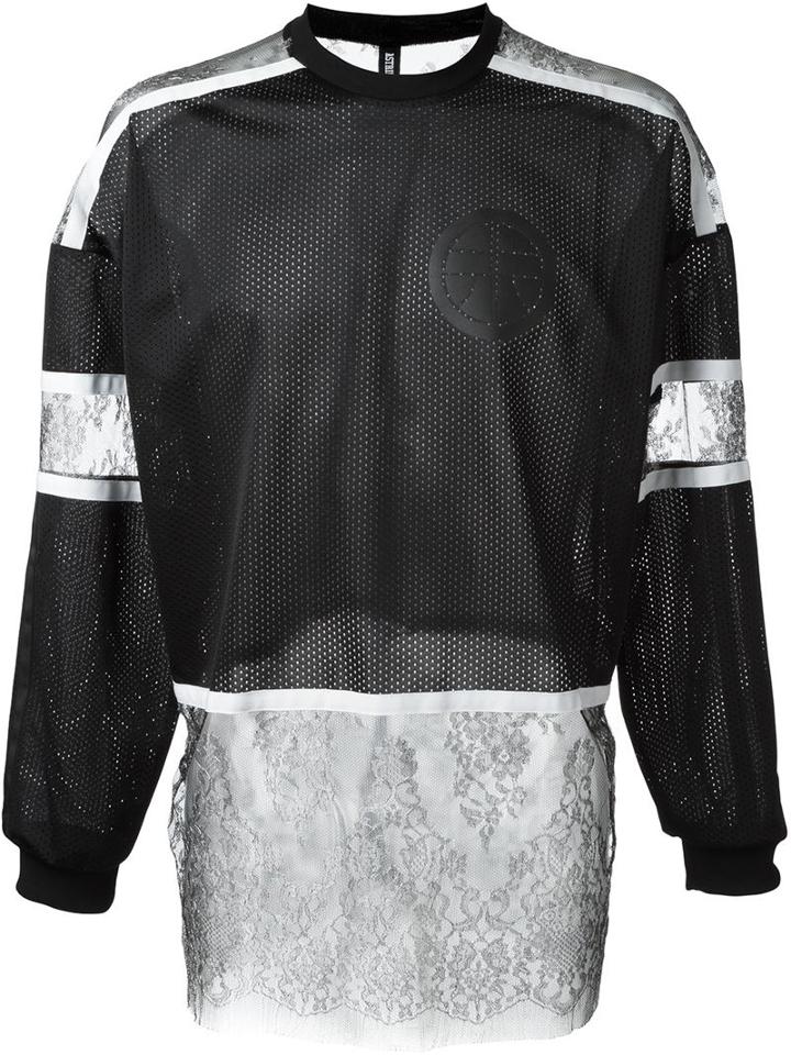 Astrid Andersen Silver Lace Insert Overlay Mesh Sweatshirt