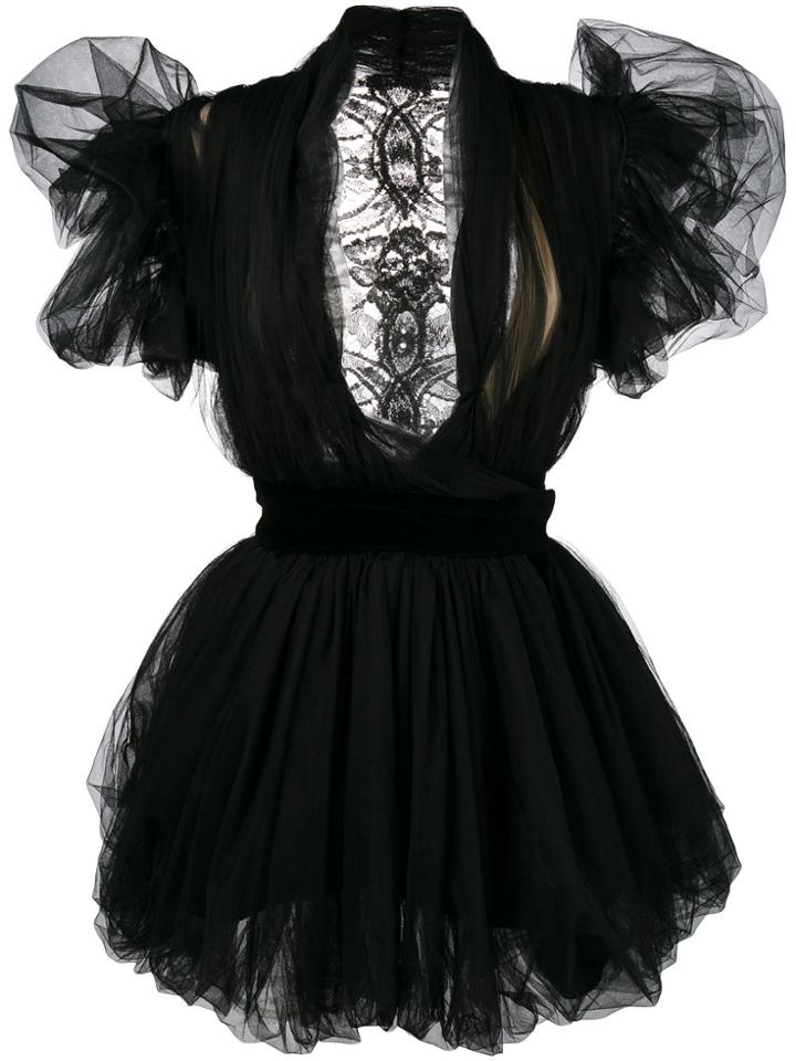 Ronald Van Der Kemp Tutu Lace And Tulle Mini-dress - Black