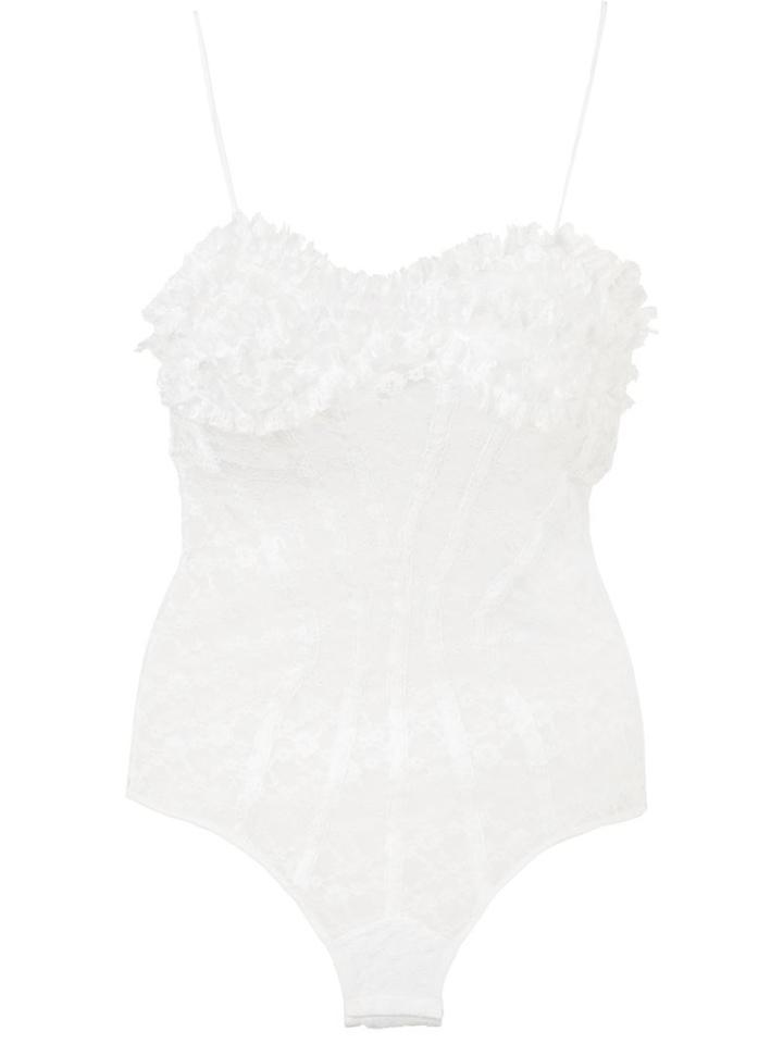 Faith Connexion Floral Lace Ruffled Body, Women's, Size: 1, White, Polyamide/spandex/elastane