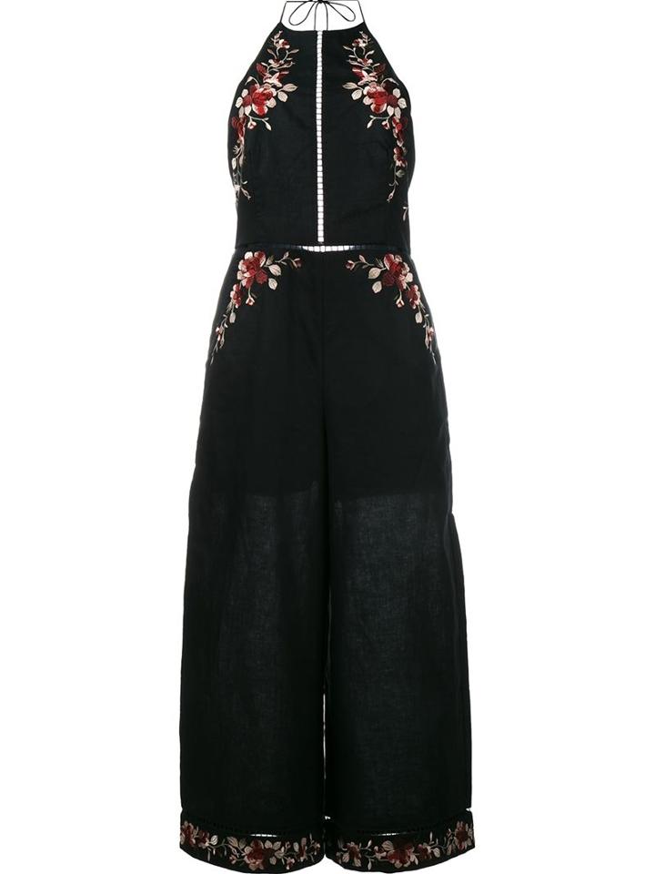 Zimmermann 'sakura' Embroidered Jumpsuit, Women's, Size: 2, Black, Linen/flax/cotton