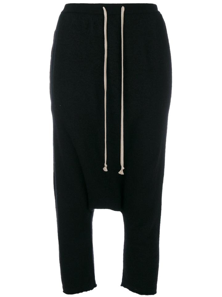 Rick Owens - Drawstring Drop-crotch Trousers - Women - Cashmere - L, Black, Cashmere