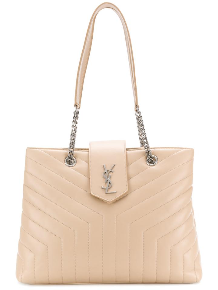 Saint Laurent Large Y Quilted Loulou Shopping Bag - Nude & Neutrals