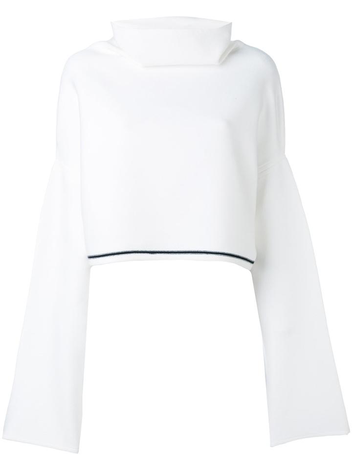 Dkny - Boxy Cowl-neck Jumper - Women - Cotton/polyester/spandex/elastane - Xs/s, White, Cotton/polyester/spandex/elastane