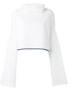 Dkny - Boxy Cowl-neck Jumper - Women - Cotton/polyester/spandex/elastane - Xs/s, White, Cotton/polyester/spandex/elastane