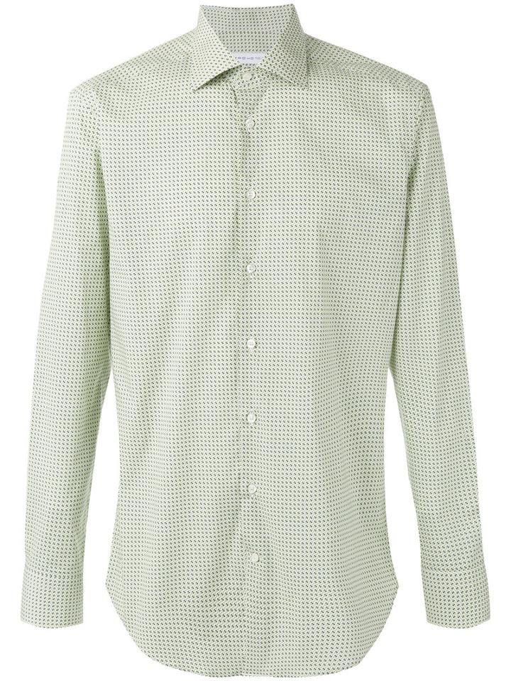 Etro - Geometric Print Shirt - Men - Cotton/spandex/elastane - 40, Green, Cotton/spandex/elastane