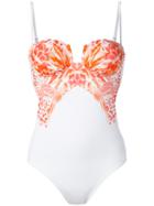 Evarae Floral Print Swimsuit, Women's, Size: Small, White, Polyamide/spandex/elastane