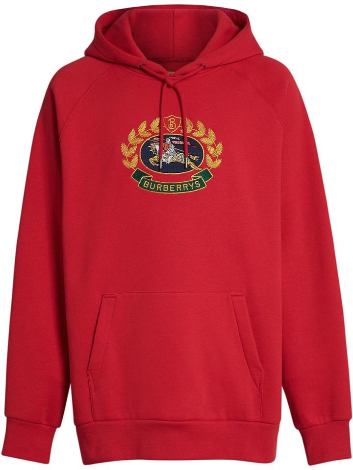 Burberry Printed Hooded Sweatshirt - Red