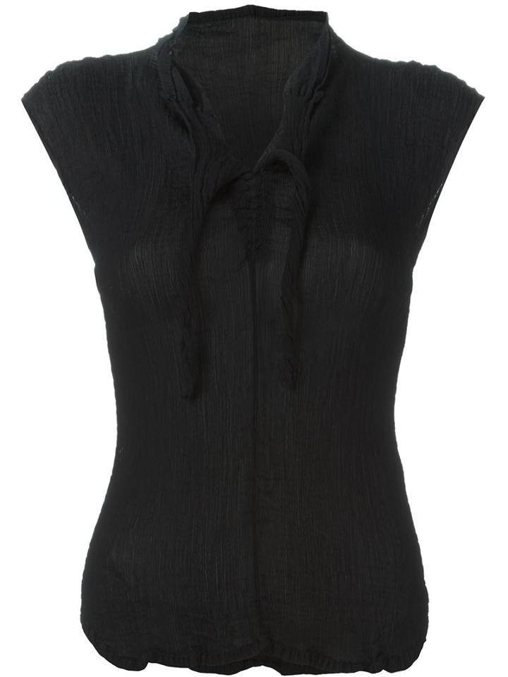 Issey Miyake Cauliflower Crease Effect Blouse, Women's, Black, Polyester